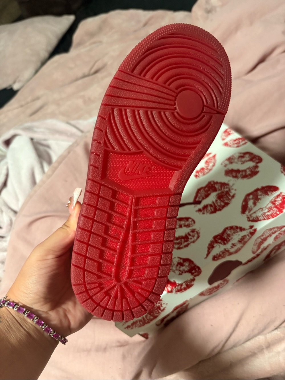 Jordan Women's Low-Top Sneaker in Maroon with Bright Red Swoosh - Picture 6 of 9